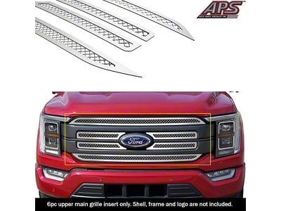 2.50mm Wire Mesh Upper Overlay Grilles; Polished (21-23 F-150 Lariat)