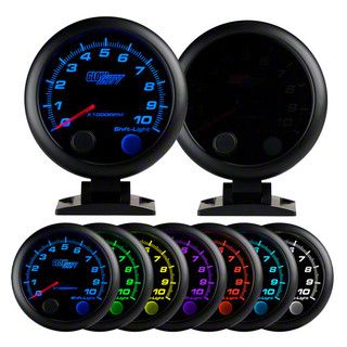 3-3/4-Inch On-Dash Tachometer Gauge; Tinted 7 Color (Universal; Some Adaptation May Be Required)