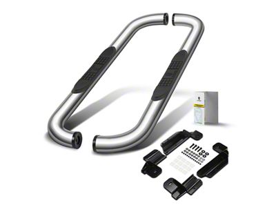 3-Inch Round 90-Degree Bent Side Step Bars; Chrome (15-25 F-150 Regular Cab)