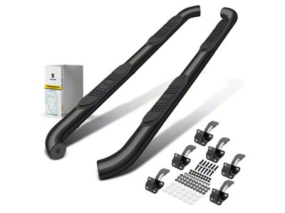 3-Inch Round Side Step Bars; Black (15-25 F-150 SuperCrew)
