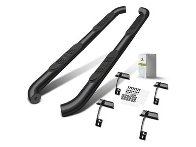 3-Inch Round Side Step Bars; Black (15-25 F-150 SuperCab)