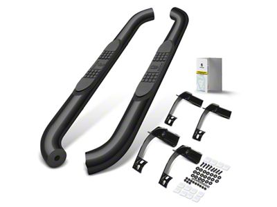 3-Inch Round Side Step Bars; Black (15-25 F-150 Regular Cab)