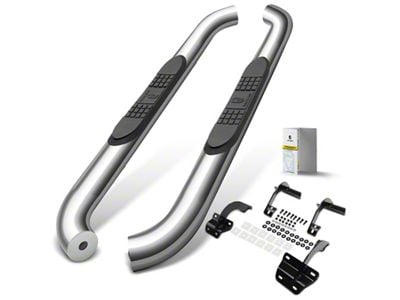 3-Inch Round Side Step Bars; Chrome (15-25 F-150 Regular Cab)
