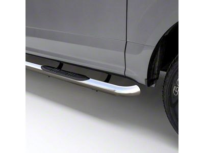 3-Inch Round Side Step Bars; Polished Stainless (15-25 F-150 SuperCrew)