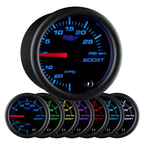 30 PSI Boost/Vacuum Gauge; Black 7 Color (Universal; Some Adaptation May Be Required)