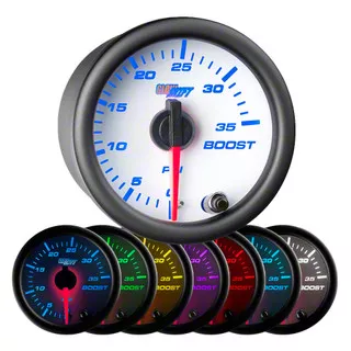 35 PSI Boost Gauge; White 7 Color (Universal; Some Adaptation May Be Required)