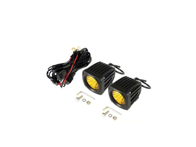 3.50-Inch Square Yellow LED Pod Lights; Combo Beam (Universal; Some Adaptation May Be Required)