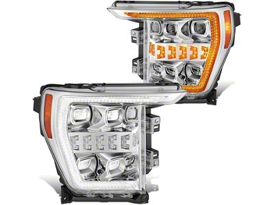 3D LED DRL Projector Headlights; Chrome Housing; Clear Lens (21-23 F-150 w/ Factory Halogen Headlights)