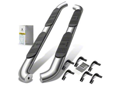 4-Inch Oval Bent Side Step Bars; Chrome (15-25 F-150 SuperCrew)