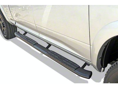 4-Inch Oval Blackout Series Side Step Bars; Black (09-14 F-150 SuperCrew)