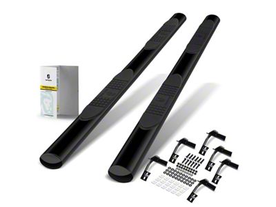 4-Inch Oval Straight Side Step Bars; Black (15-25 F-150 SuperCrew)