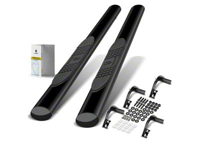 4-Inch Oval Straight Side Step Bars; Black (15-25 F-150 Regular Cab)