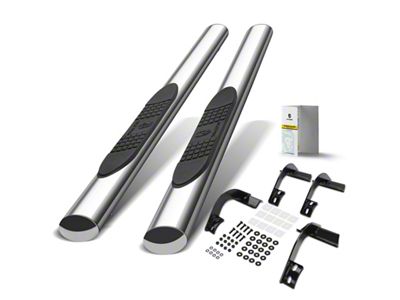 4-Inch Oval Straight Side Step Bars; Chrome (15-25 F-150 Regular Cab)