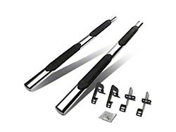 4-Inch Straight Nerf Side Step Bars; Stainless Steel (04-14 F-150 SuperCab)