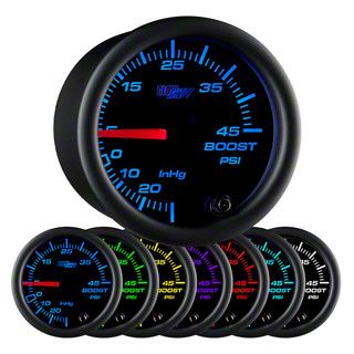 45 PSI Boost/Vacuum Gauge; Black 7 Color (Universal; Some Adaptation May Be Required)