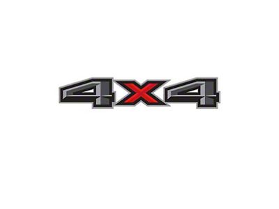 4x4 Decal; Black/Red/Gray (15-23 F-150)