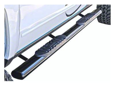 5-Inch Straight Oval Side Step Bars; Semi-Gloss Black (04-08 F-150 SuperCrew)
