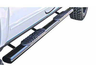 5-Inch Straight Oval Side Step Bars; Semi-Gloss Black (09-14 F-150 SuperCrew)