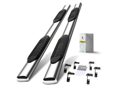 6-Inch Oval Straight Side Step Bars; Chrome (15-25 F-150 SuperCrew)