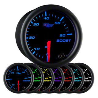 60 PSI Boost Gauge; Black 7 Color (Universal; Some Adaptation May Be Required)