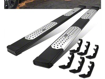 6.50-Inch Wide Flat Running Boards; Black (15-20 F-150 SuperCrew)