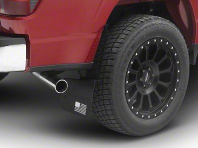 REK-mesh X Merica Universal Offset Standard 12-Inch Wide Mud Flaps with White Logo; Front or Rear (Universal; Some Adaptation May Be Required)