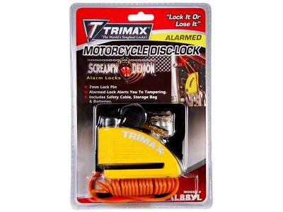 Alarmed Disc Lock with 7mm Lock Pin; Yellow