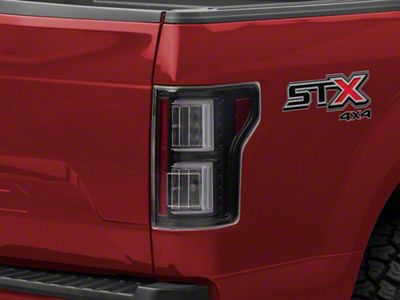Light Bar LED Tail Lights; All Black Housing; Clear Lens (18-20 F-150 w/ Factory Halogen Non-BLIS Tail Lights)