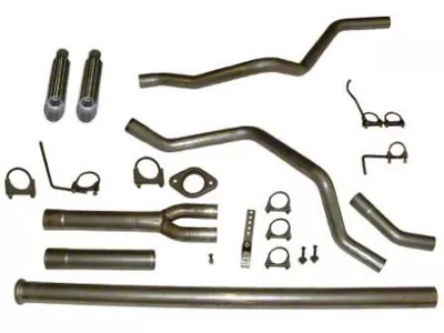 Aluminized Deep-Tone Dual Exhaust System with Painted Blunt Tips; Rear Exit (11-14 5.0L F-150)