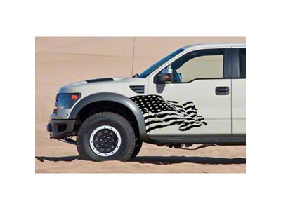 American Side Door Flag Decal; Matte Black (09-14 F-150)