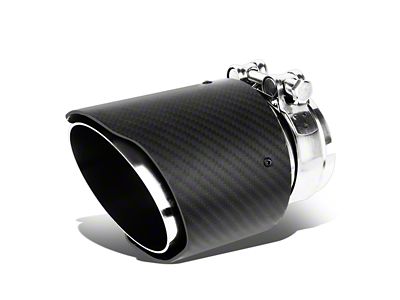 Angled Cut Round Exhaust Tip; 3.50-Inch; Carbon Fiber (Fits 2.40-Inch Tailpipe)