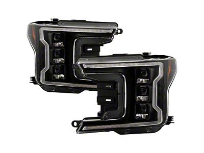 APEX Series High-Power LED Module Headlights; Black Housing; Clear Lens (18-20 F-150 w/ Factory Halogen Headlights)