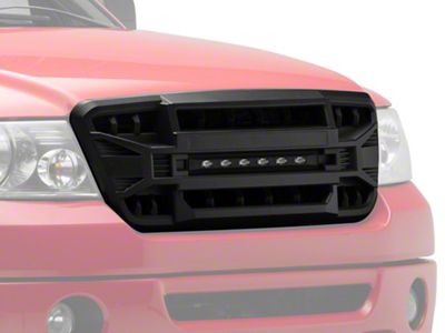 American Modified Armor Upper Replacement Grille with LED Off-Road Lights; Black (04-08 F-150)