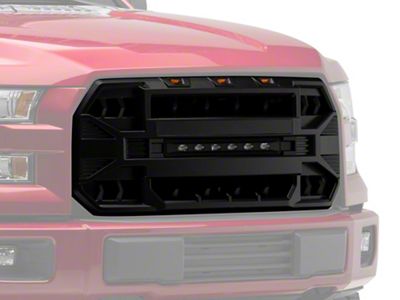 American Modified Armor Upper Replacement Grille with LED Off-Road Lights; Black (15-17 F-150, Excluding Raptor)