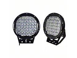 Armour II Roll Bar with 9-Inch Black Round Flood LED Lights; Black (15-25 F-150)