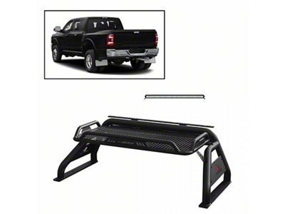 Atlas Roll Bar with 50-Inch LED Light Bar; Black (00-24 F-150 Styleside)