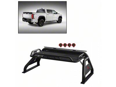 Atlas Roll Bar with 7-Inch Red Round LED Lights; Black (00-24 F-150 Styleside)