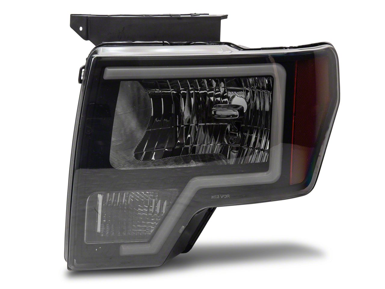 F150 LED Bar Factory Style Headlights with Amber Reflectors; Black