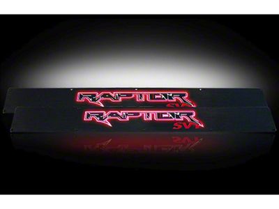 Billet Front Door Sill Plates with Raptor Logo; Black Finish with Red Illumination (09-14 F-150)