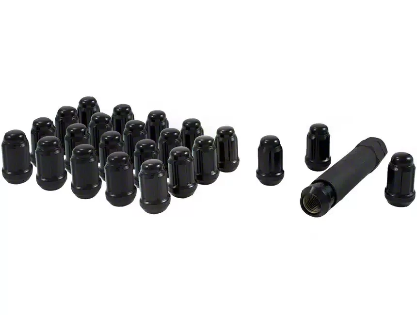 F150 Black Closed End Spline Lug Nuts; M14 x 1.5; Set of 24 (1524 F