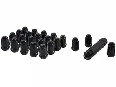 Black Closed End Spline Lug Nuts; M14 x 2; Set of 24 (04-20 F-150)