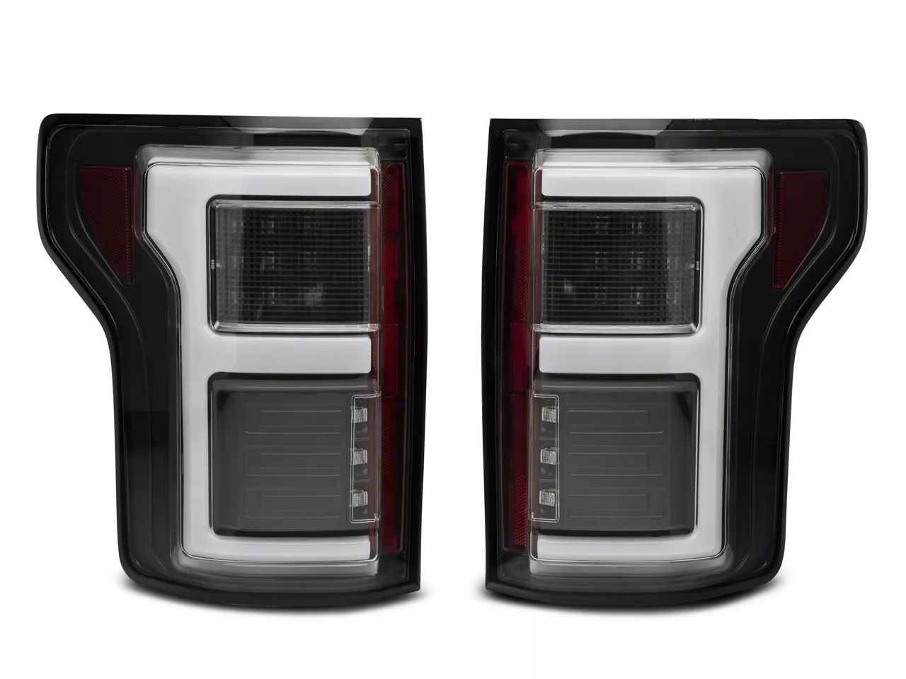 F150 Light Bar LED Tail Lights; Black Housing; Clear Lens (1517 F150