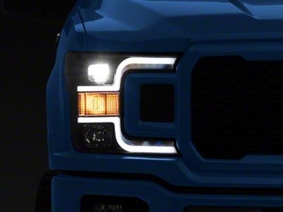 Projector Headlights; Black Housing; Clear Lens (18-20 F-150 w/ Factory Halogen Headlights)