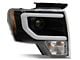 Light Bar DRL Projector Headlights; Black Housing; Clear Lens (13-14 F-150 w/ Factory Projector/HID Headlights)