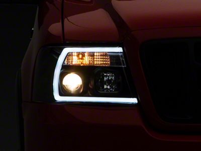 Light Bar Projector Headlights; Black Housing; Clear Lens (04-08 F-150)