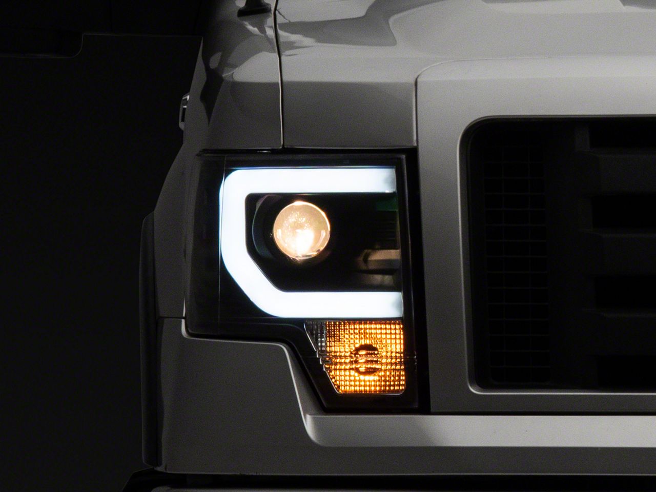 Switchback Light Bar Projector Headlights; Black Housing; Clear Lens (09-14 F-150 w/ Factory Halogen Headlights)