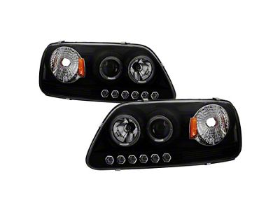 LED Halo Projector Headlights; Black Housing; Smoked Lens (97-03 F-150)
