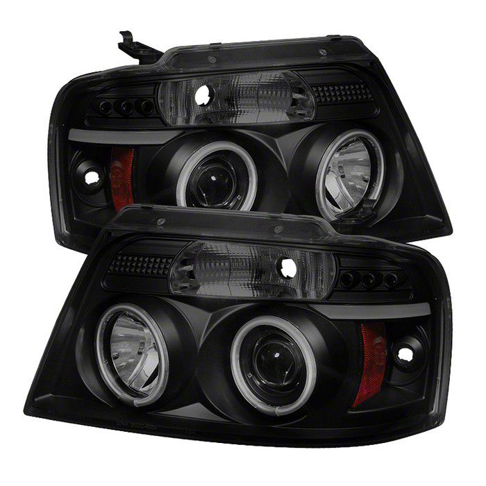 Version 2 CCFL Halo Projector Headlights; Black Housing; Smoked Lens (04-08 F-150)