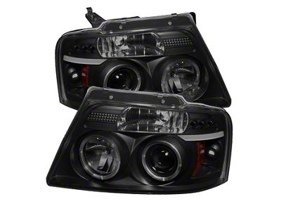 Version 2 LED Halo Projector Headlights; Black Housing; Smoked Lens (04-08 F-150)