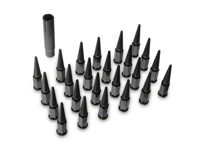 Black Spiked Lug Nuts; M14x1.5; Set of 24 (04-25 F-150)